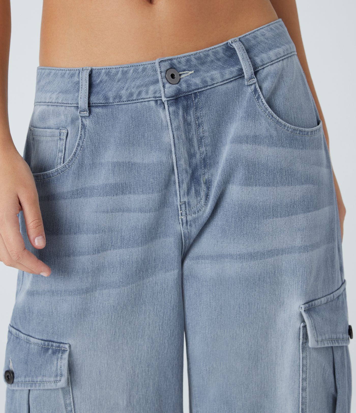 Halara Flex™ Low Rise Pockets Casual Baggy Wide Leg Cargo Jeans