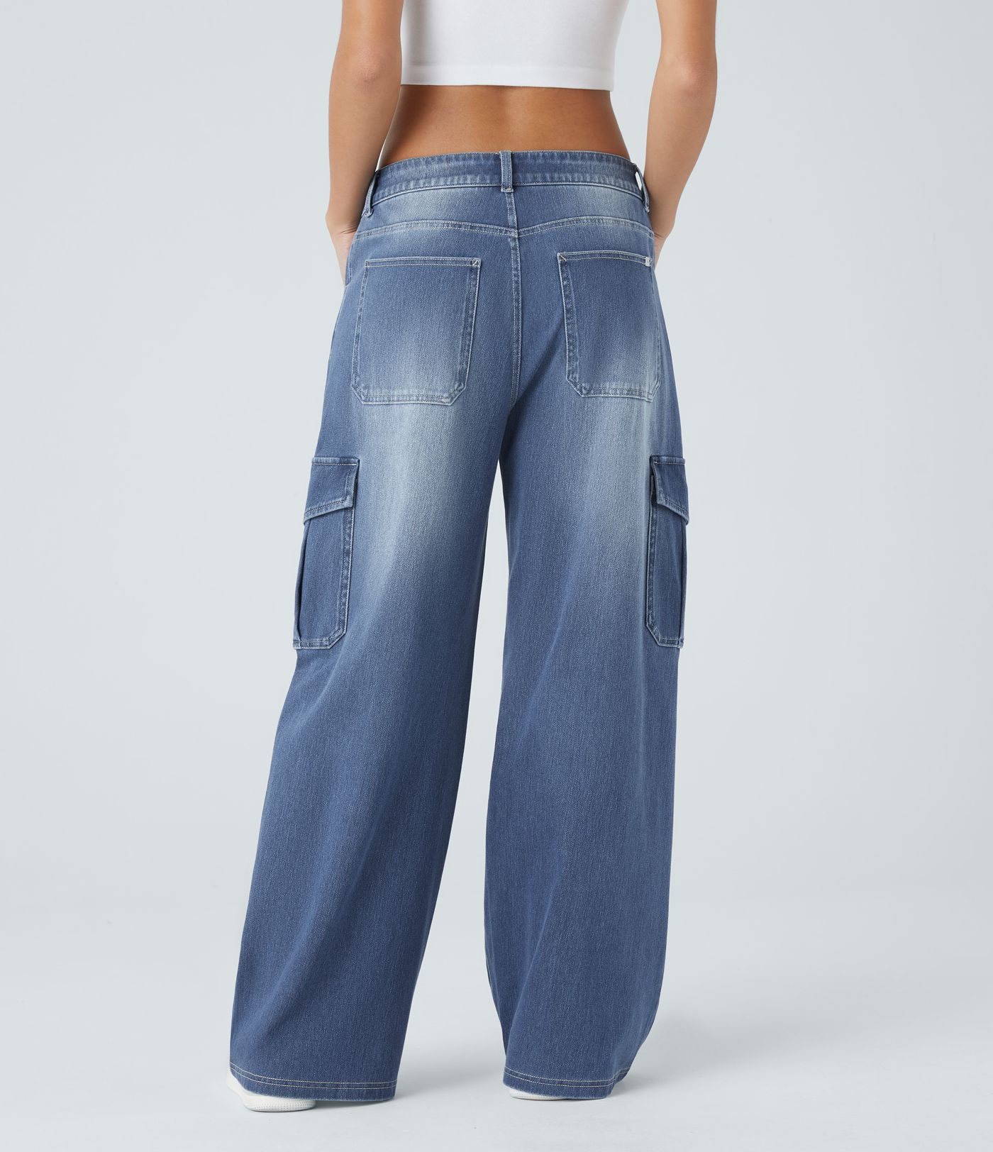 Halara Flex™ Low Rise Pockets Casual Baggy Wide Leg Cargo Jeans