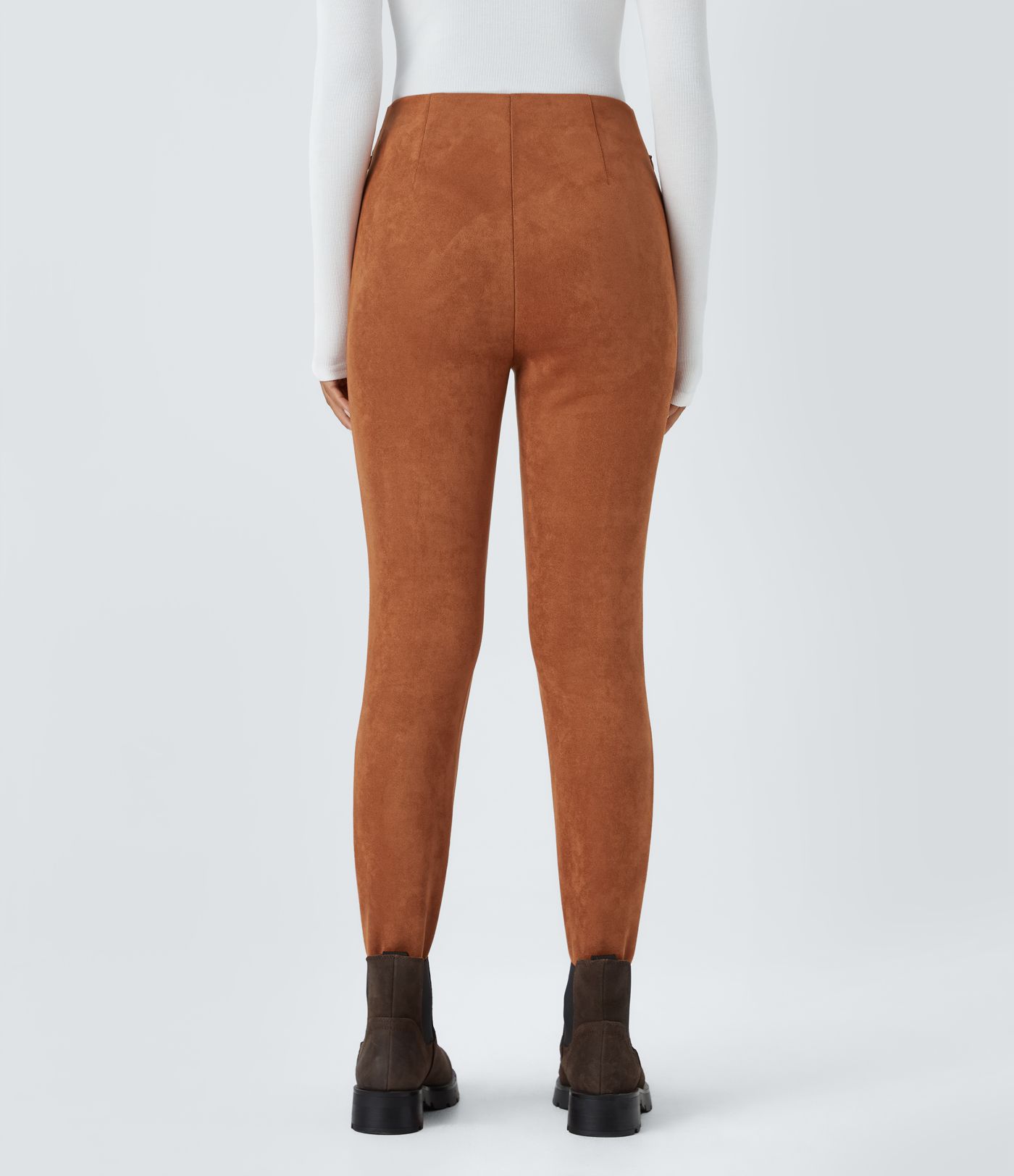 Halara Flex™ High Waisted Side Zipper Pocket Slim Suede Work Trousers