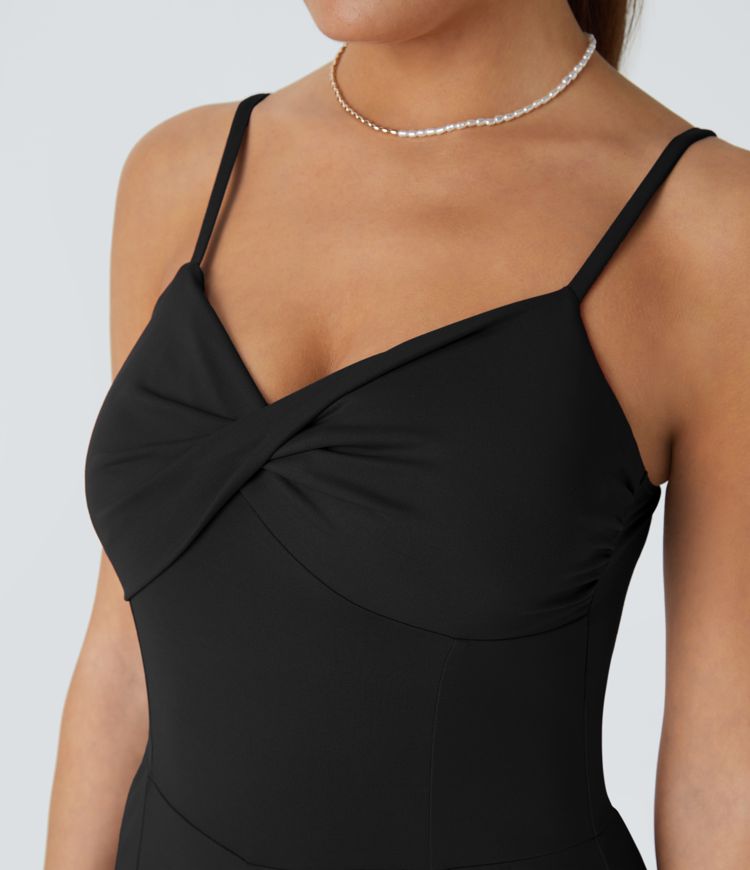 Jumpsuit Dos Nu avec Bretelle Ajustable Torsadée pour Demoiselle d'honneur et Invitée au Mariage