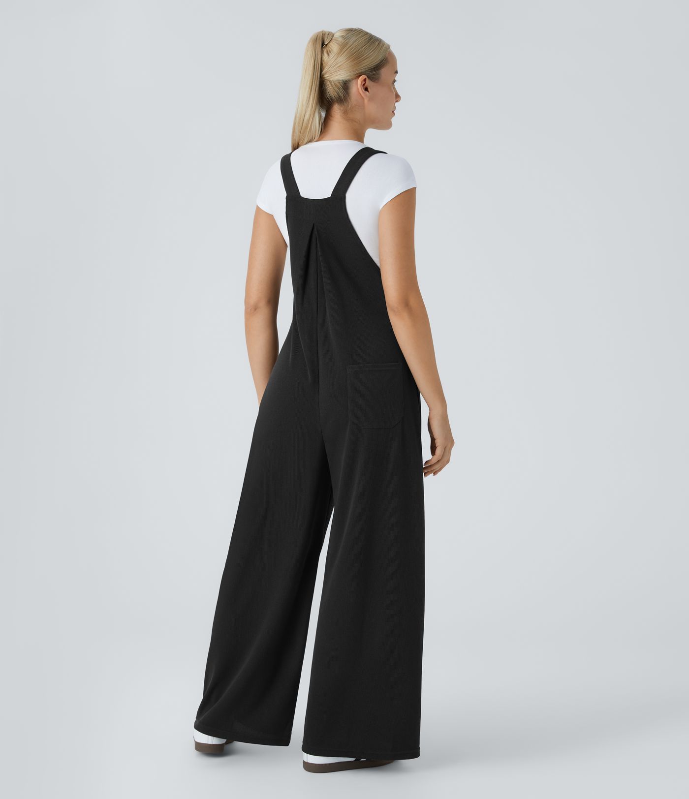 Ribbed Pockets Casual Overalls