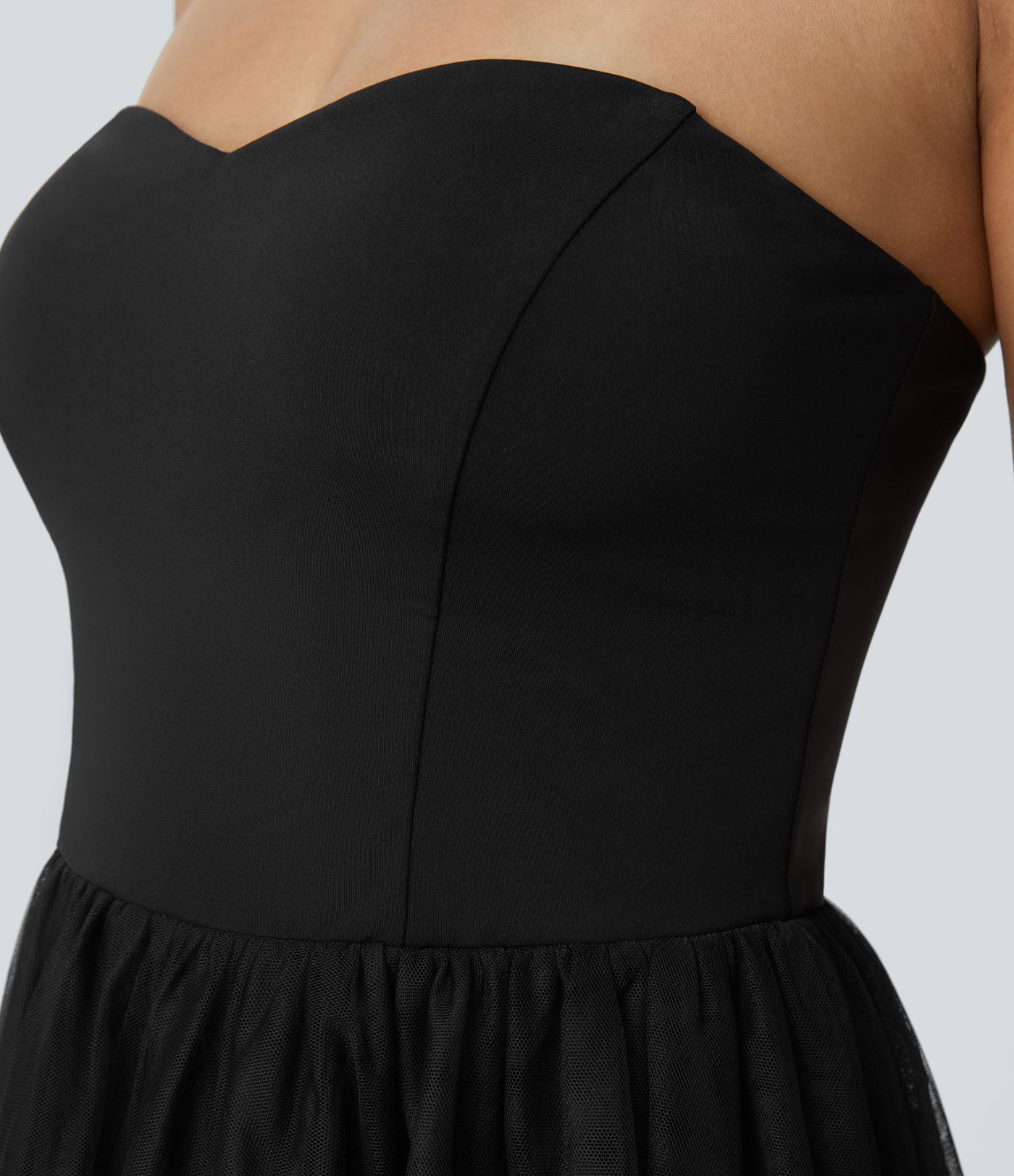 Tube Tiered Contrast Mesh Mini Dress