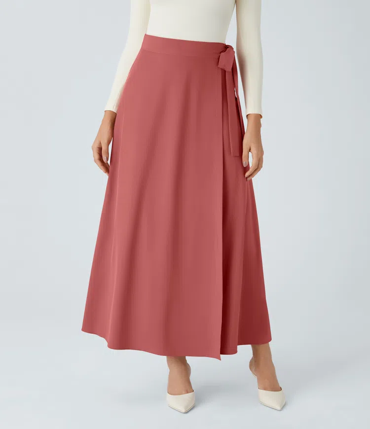 Breezeful™ High Waisted Wrapped Tie Side Quick Dry Maxi Casual Skirt