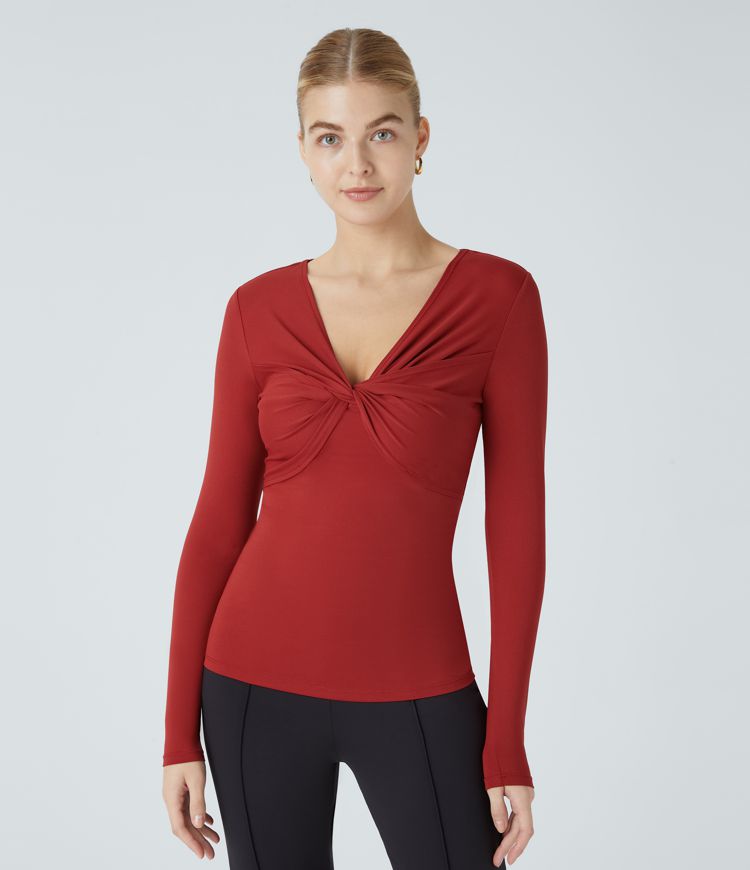 V Neck Long Sleeve Work Top
