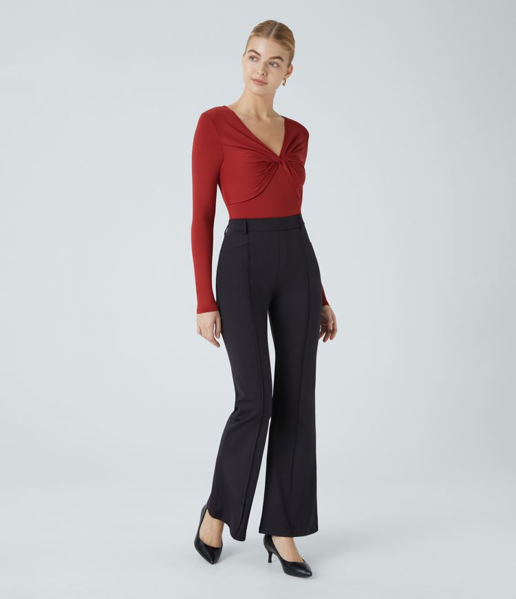 V Neck Long Sleeve Work Top