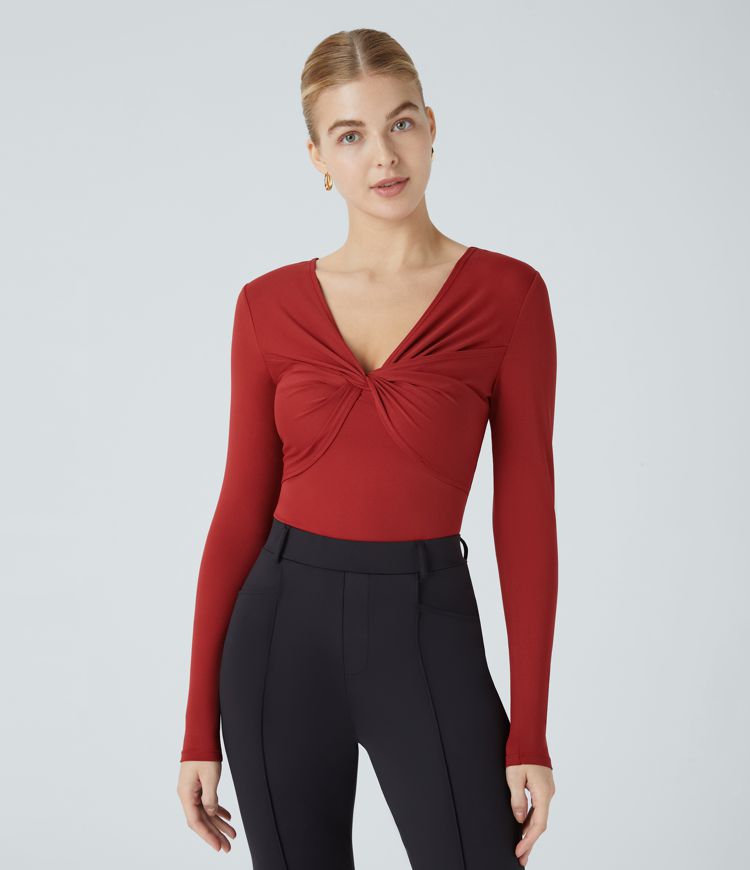 V Neck Long Sleeve Work Top