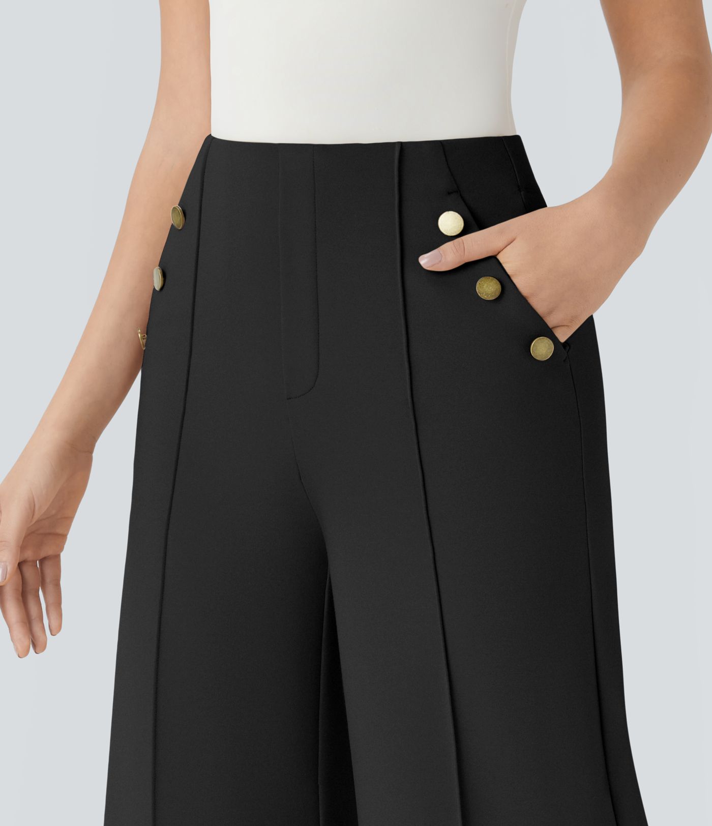 Pantalon tailleur large taille haute avec poches décoratives Halara Flex™ SculptKnit