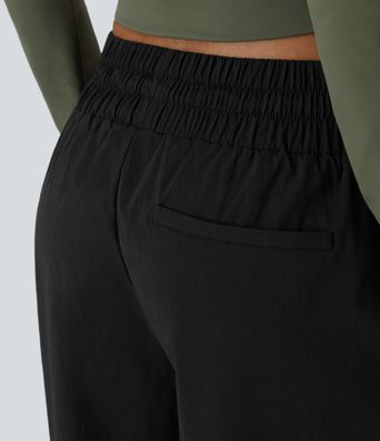 Wear-Resistant Mid Rise Pocket Straight Leg Casual Pants