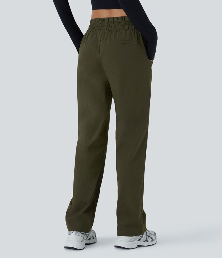 Pantalon décontracté résistant à l'usure, taille moyenne, cordon ajustable, poches latérales et coupe droite