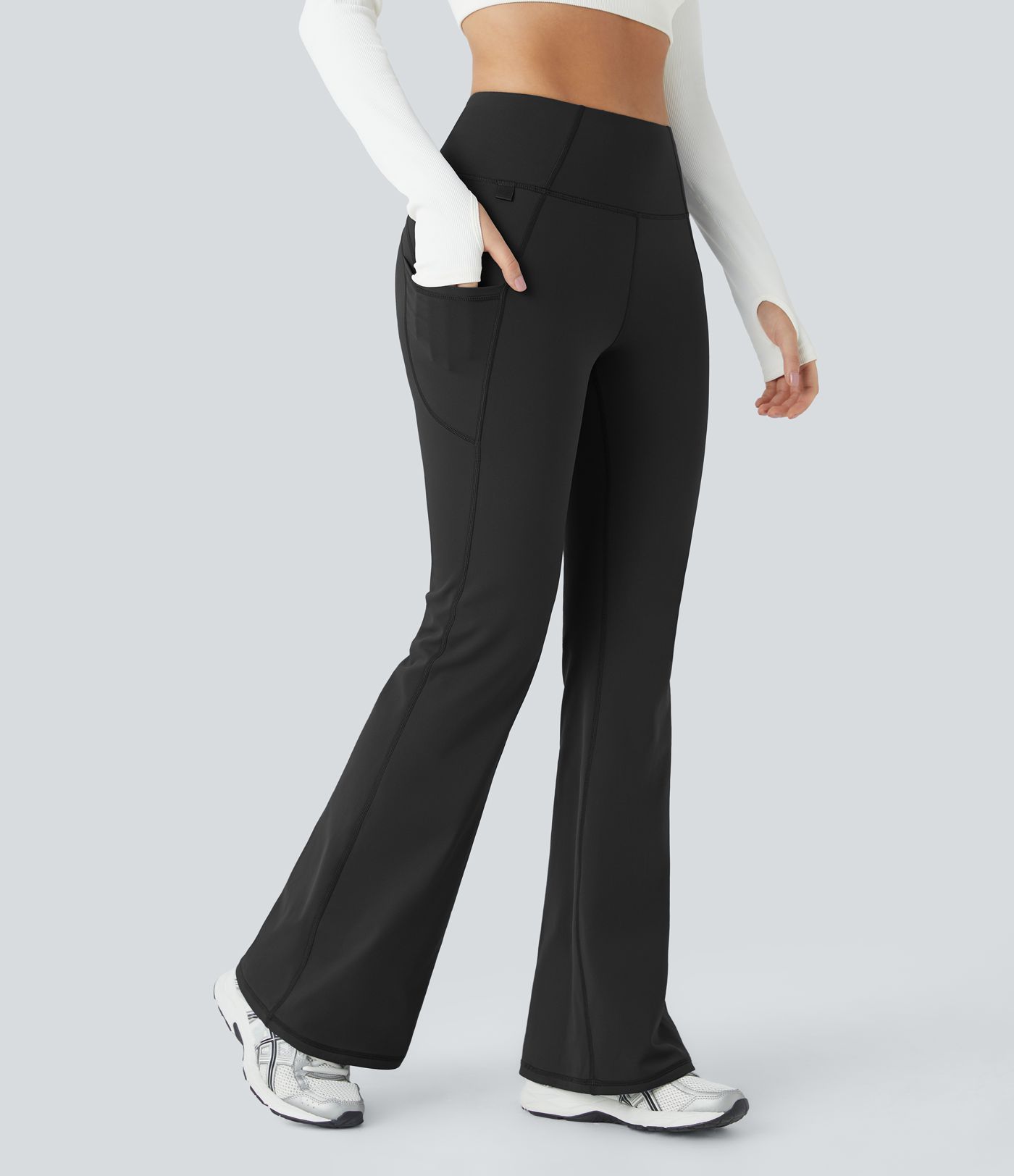 High Waisted Pocket Thermal Yoga Flare Leggings