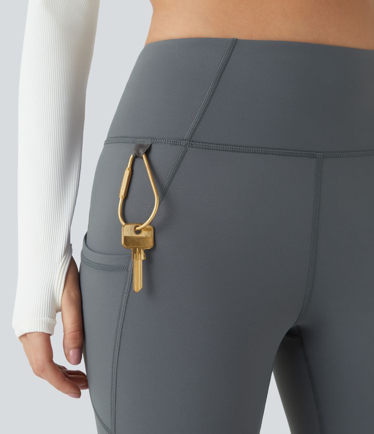 Pantalon de yoga évasé thermique taille haute avec poches latérales