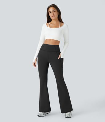 High Waisted Pocket Thermal Yoga Flare Leggings
