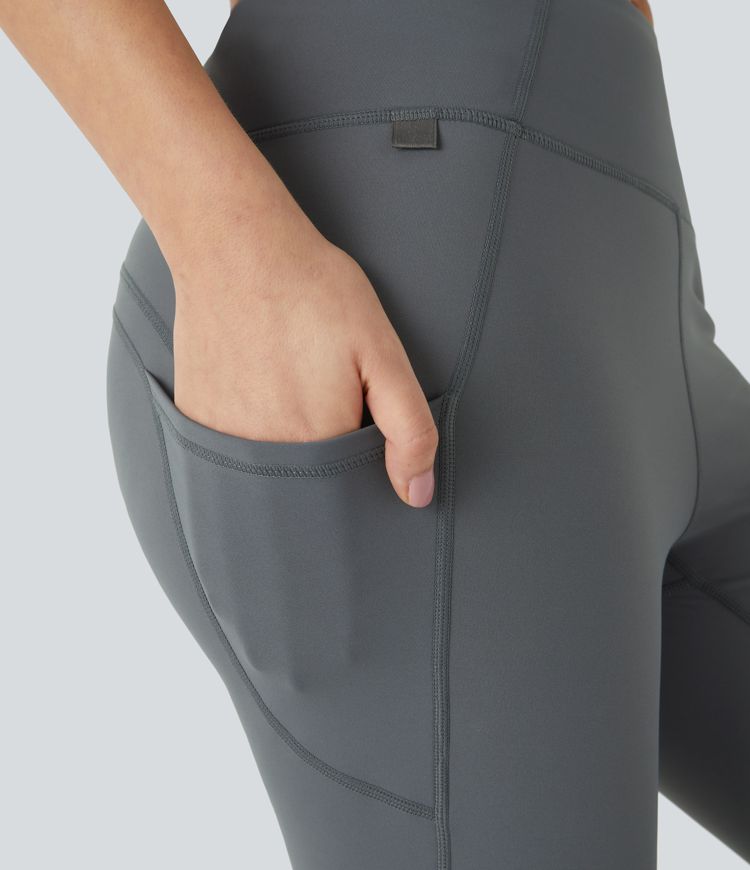 Pantalon de yoga évasé thermique taille haute avec poches latérales
