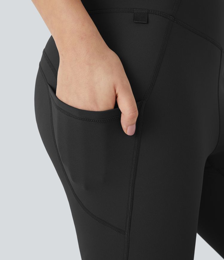 High Waisted Pocket Thermal Yoga Flare Leggings