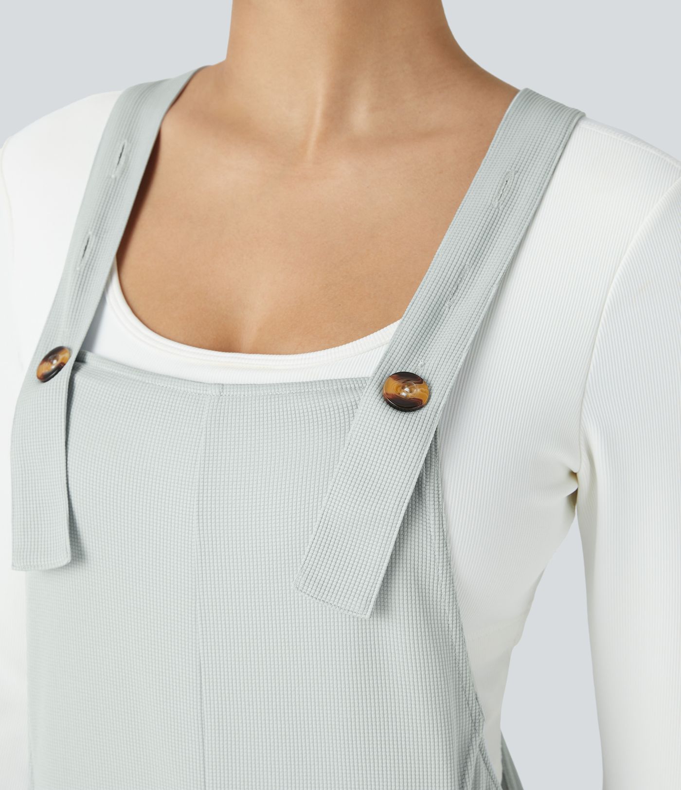 Pocket Wide Leg Waffle Casual Overalls