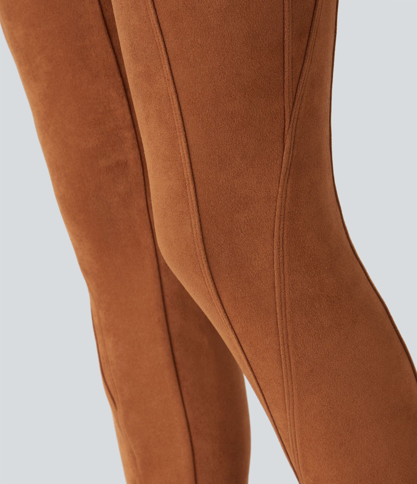 High Waisted Tummy Control Pocket Suede Casual Leggings