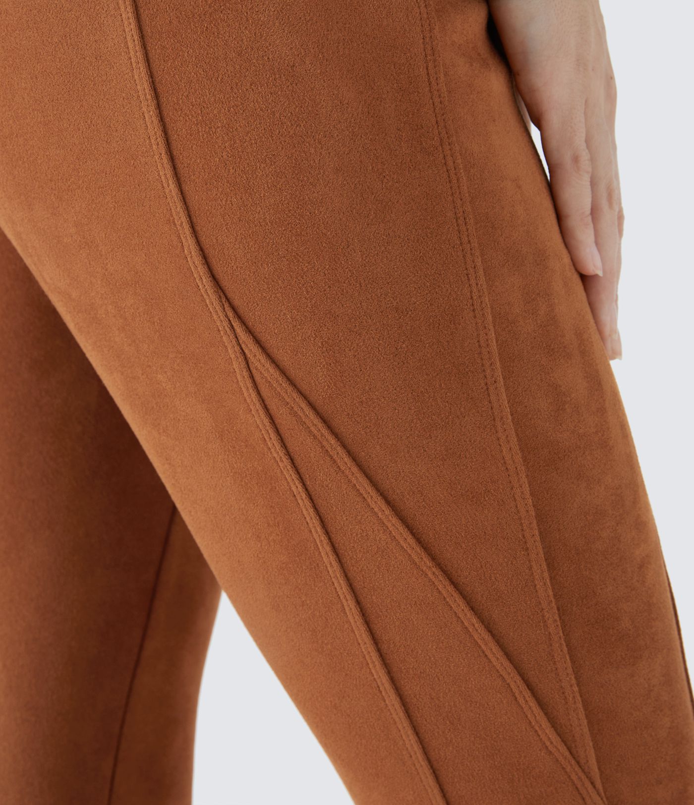 High Waisted Tummy Control Pocket Suede Casual Leggings