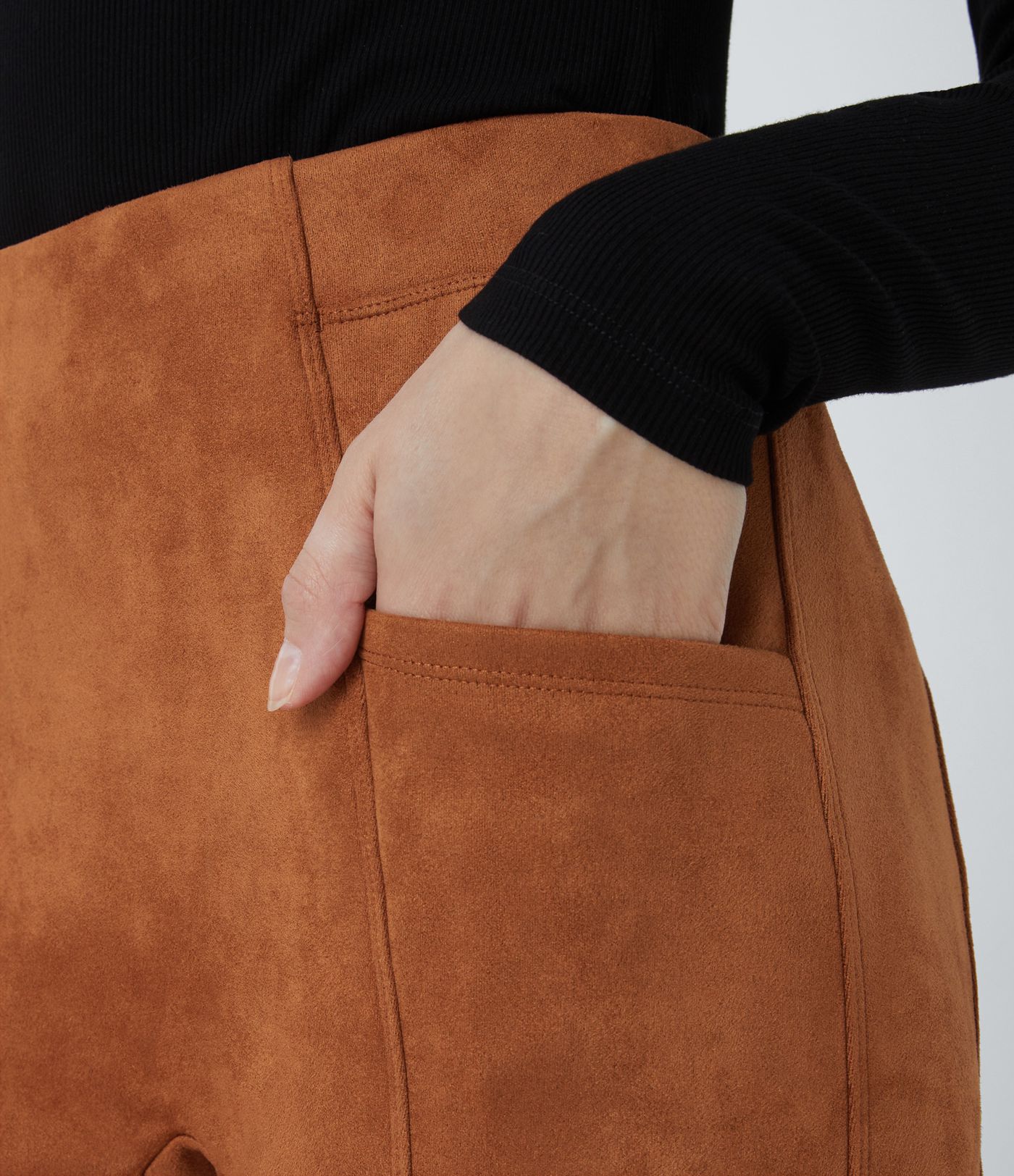 High Waisted Tummy Control Pocket Suede Casual Leggings