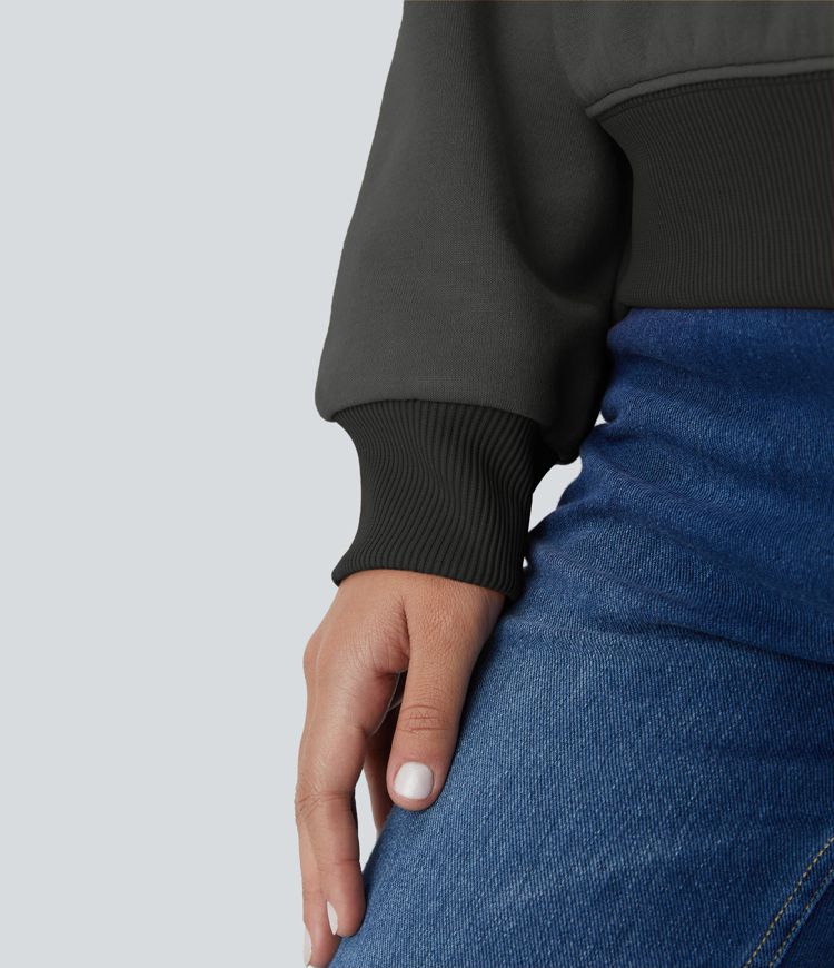 Sudadera polar cuello redondo manga larga bloque color