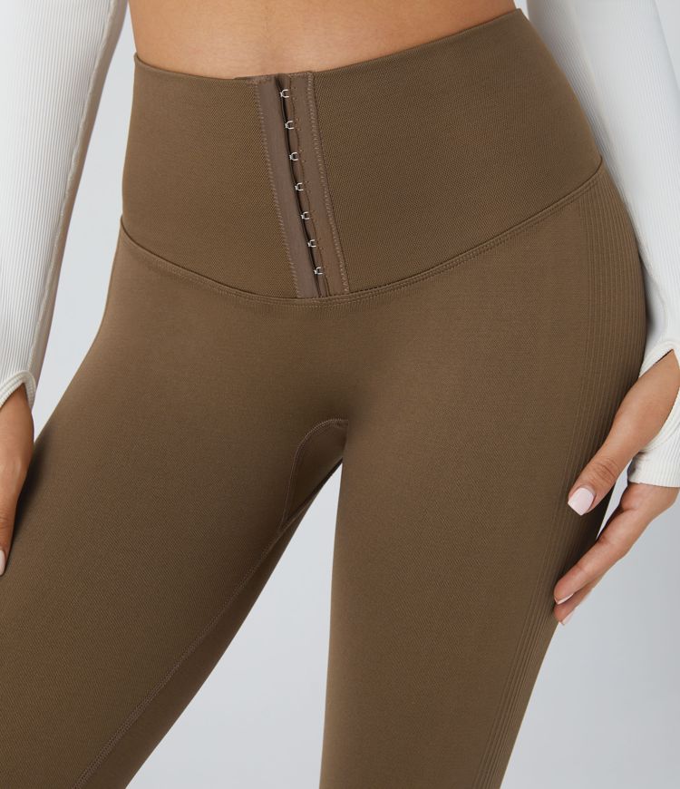 Legging de yoga 7/8 sans couture Seamless taille haute, crochet ajustable, maintien du ventre