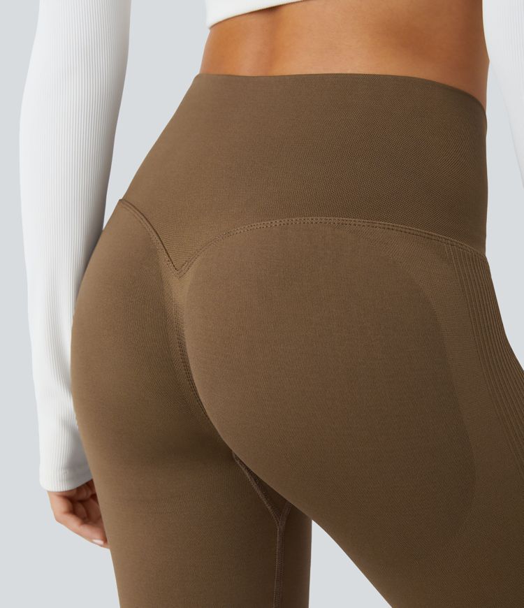 Legging de yoga 7/8 sans couture Seamless taille haute, crochet ajustable, maintien du ventre