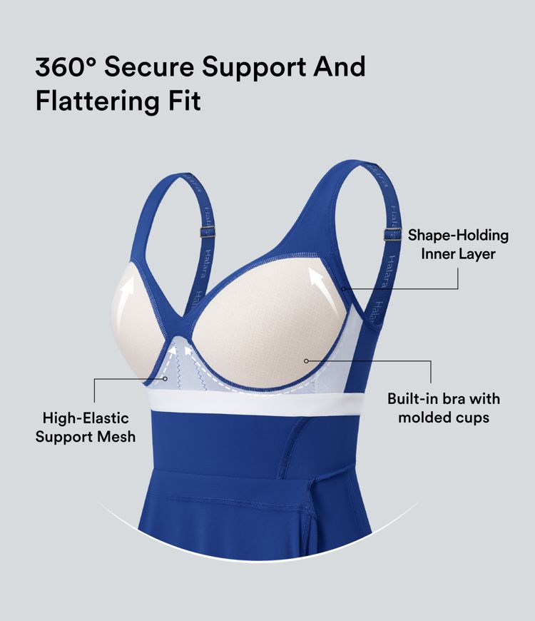 Softlyzero™ Plush Push-up Molded Cups Adjustable Strap Backless 2-in-1 Yoga Active Dress with Pockets-Easy Peezy-D/DD/DDD/F Cups