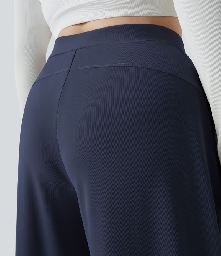 Halara Flex™ High Waisted Body Sculpt Waist-Slimming Pocket Wide Leg Micro Waffle Plus Size Work Pants