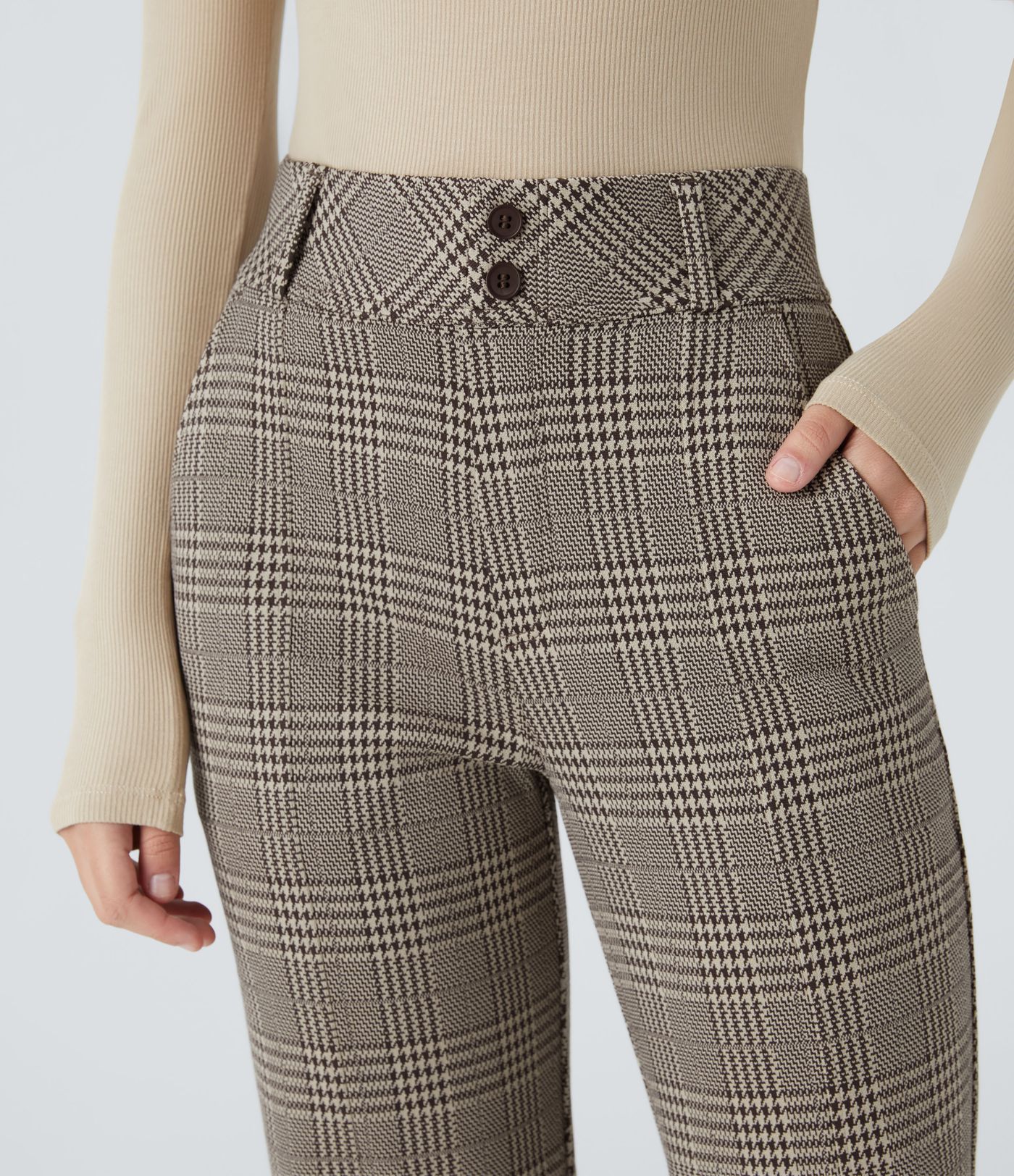 Halara Flex™ High Waisted Decorative Pocket Houndstooth Plaid Work Flare Pants