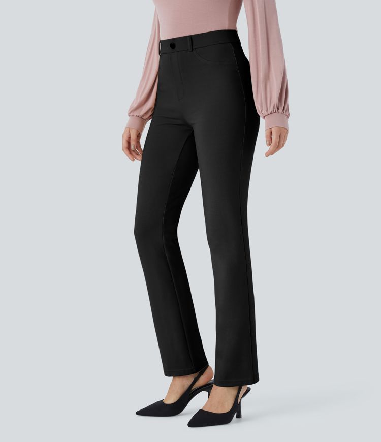 Halara Flex™ High Waisted Decorative Button Back Pocket Skinny Work Trousers