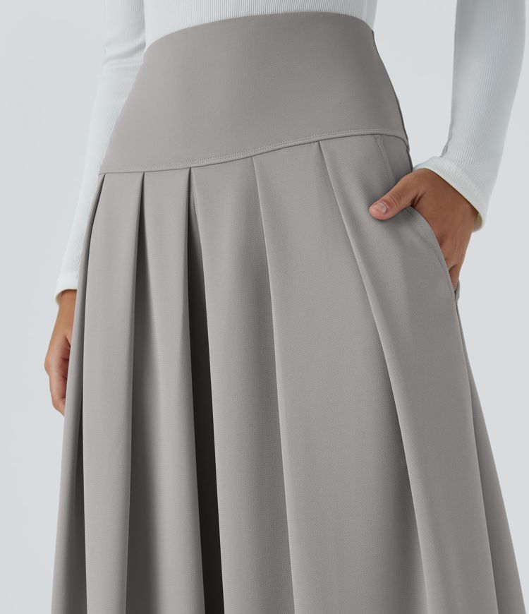 Halara Flex™ Super High Waisted Pleated Side Pocket Wide Leg Crepe Work Trousers