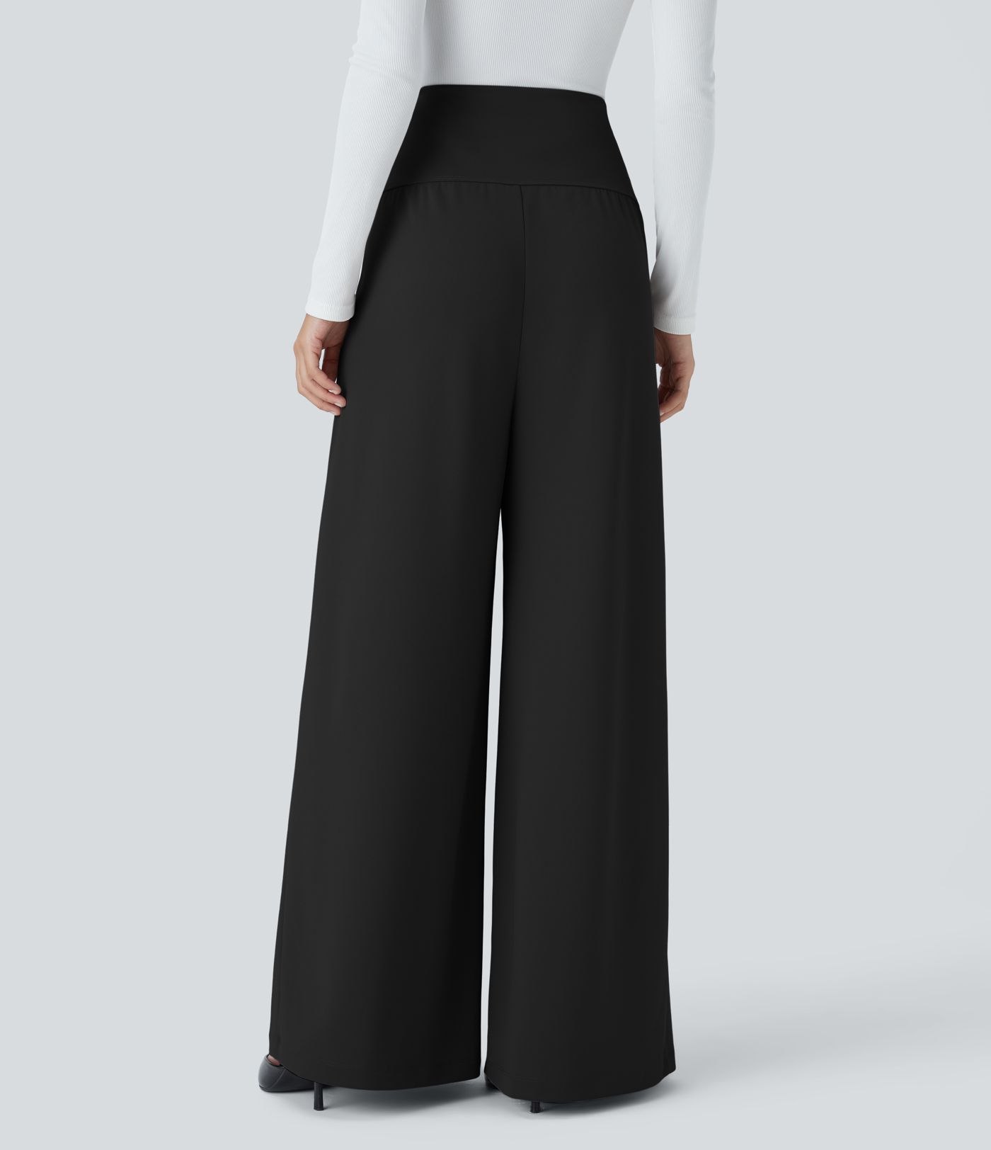 Super hohe taillierte Falten-Taschen-Weite Bein Crepe Arbeitshose