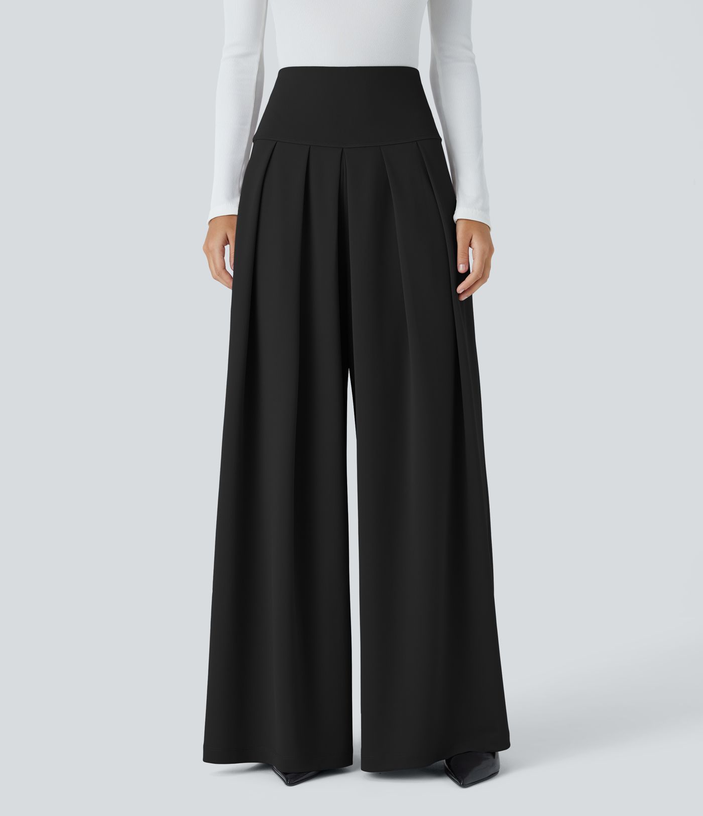 Super hohe taillierte Falten-Taschen-Weite Bein Crepe Arbeitshose