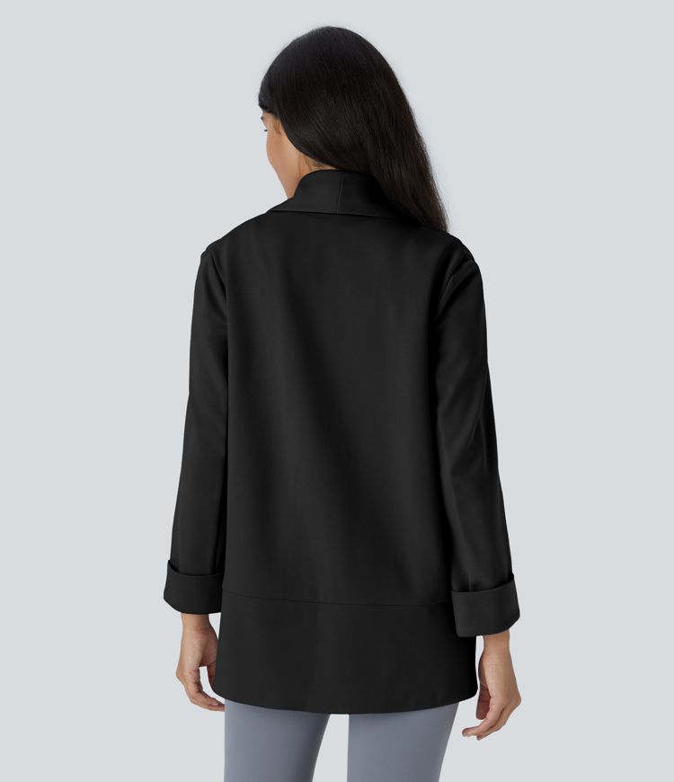 Blazer oficina bolsillo lateral manga larga frente abierto