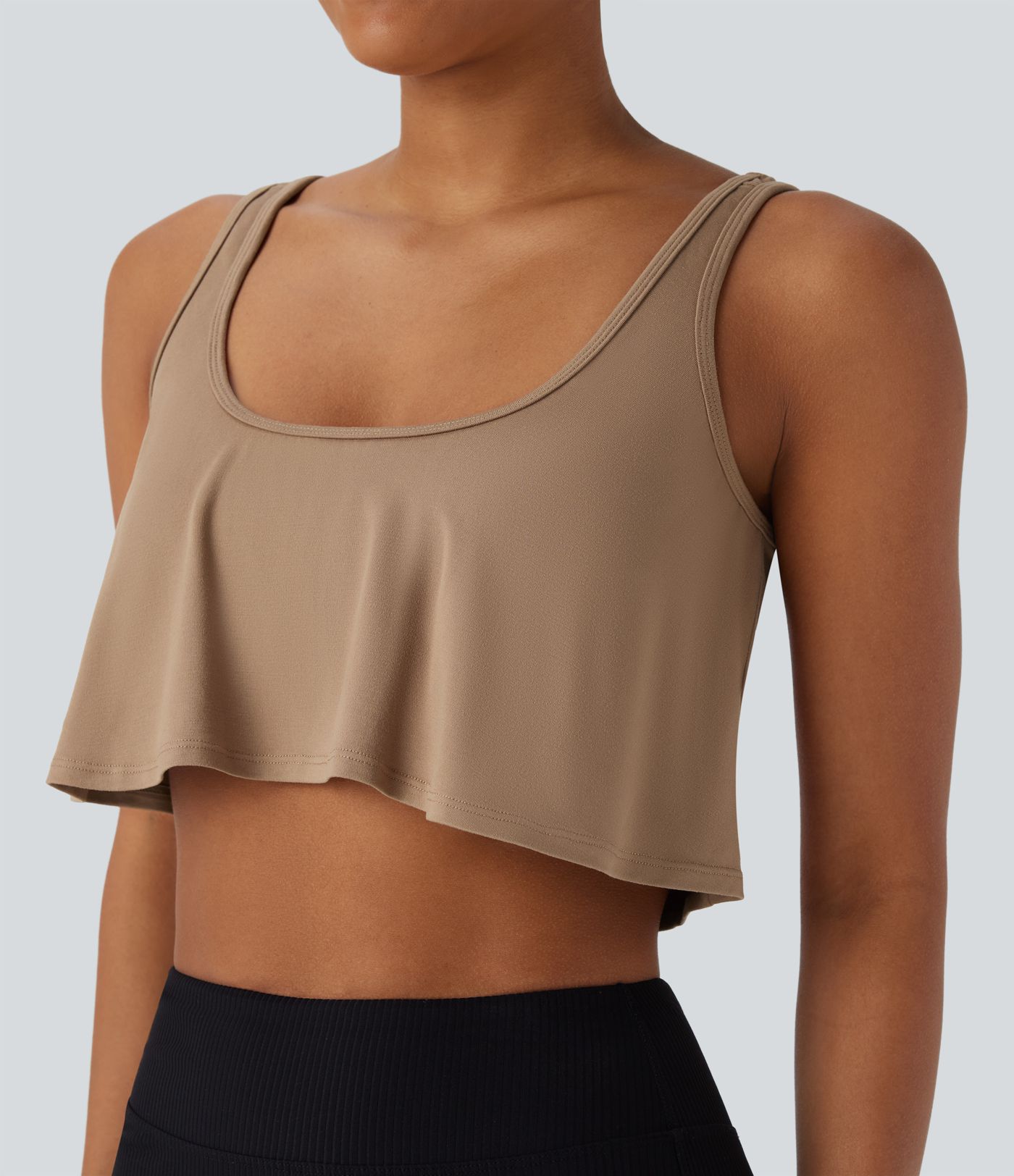 U Neck Backless Draped Cropped Yoga Tank Vest Top