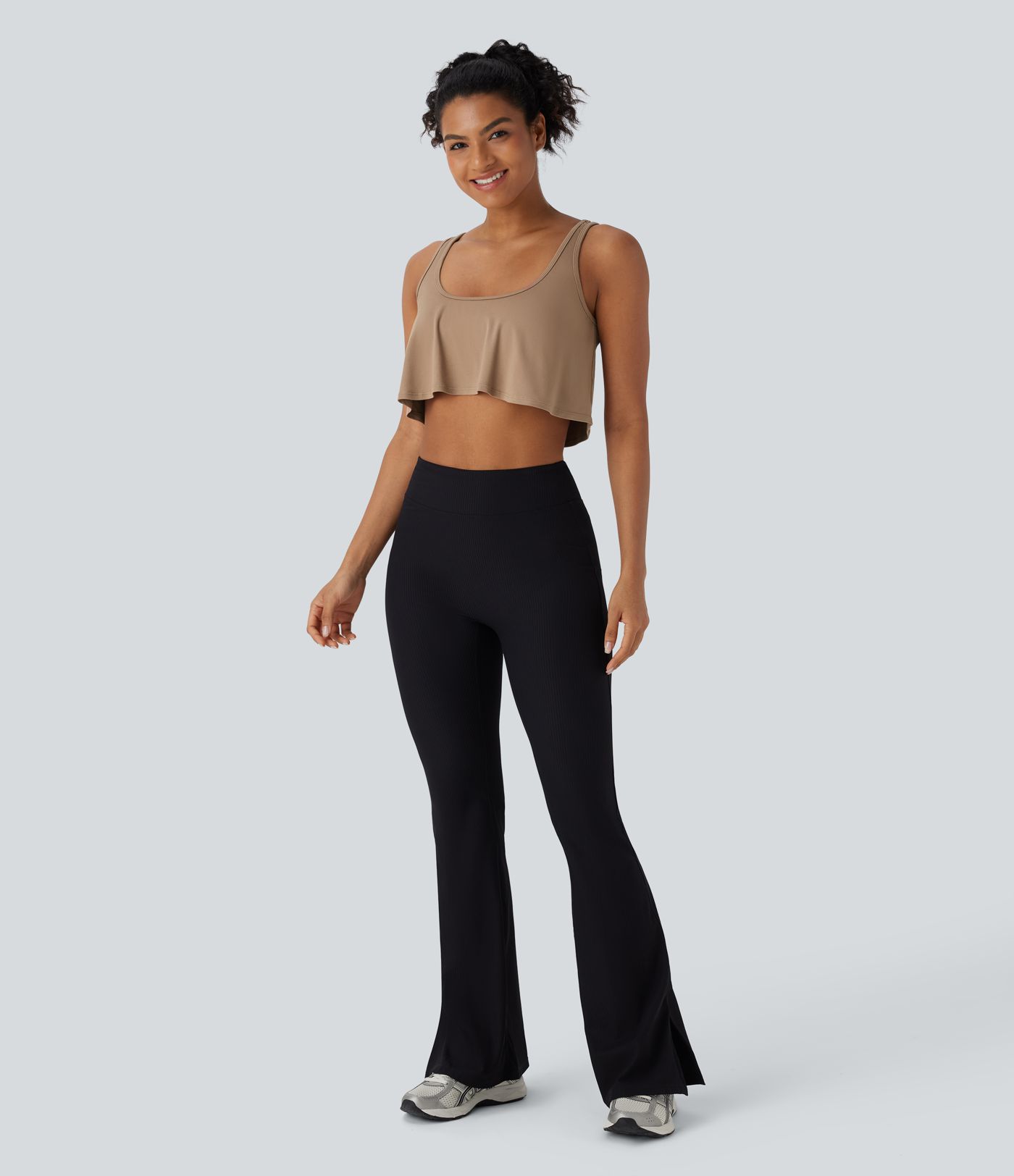 U Neck Backless Draped Cropped Yoga Tank Vest Top
