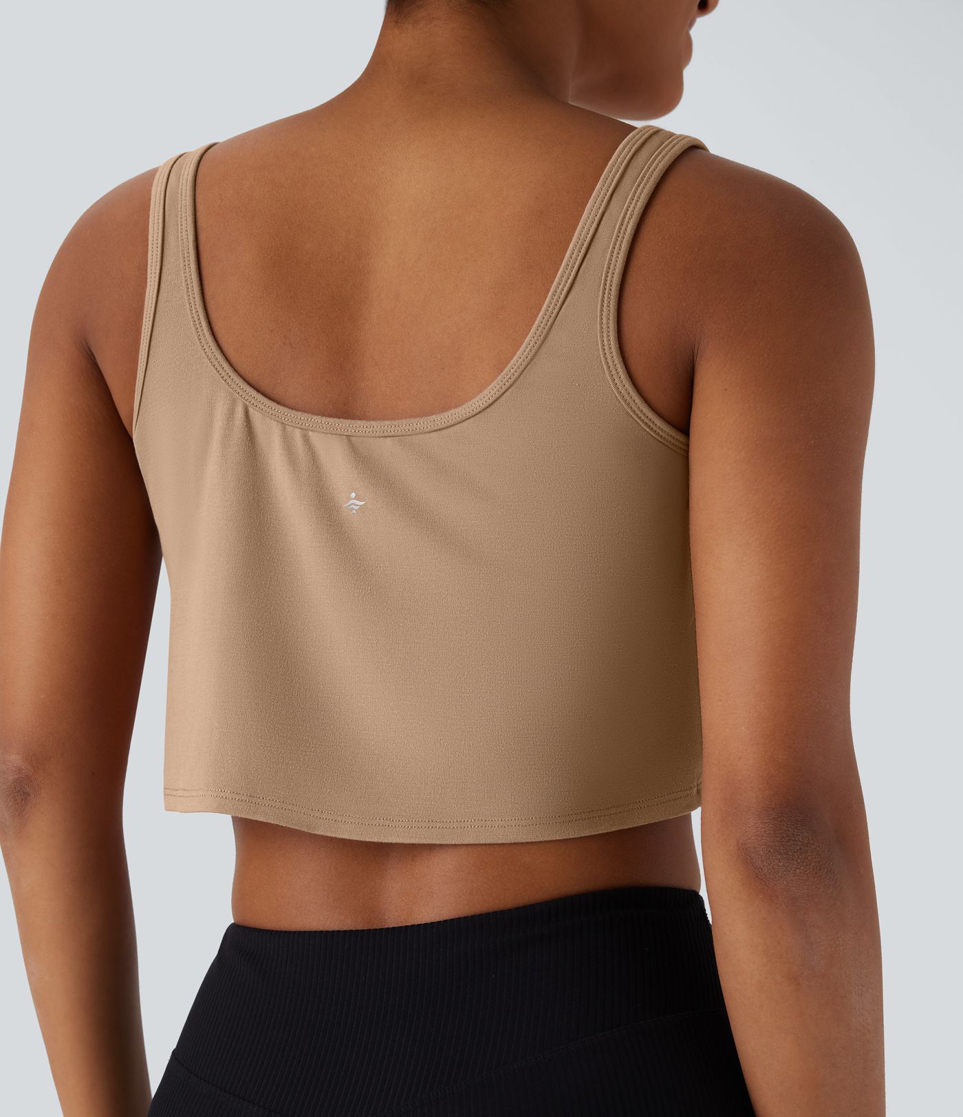 U Neck Backless Draped Cropped Yoga Tank Vest Top