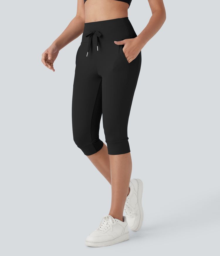 SoftlyZero™ Plush High Waisted Drawstring Pocket Yoga Pedal Pusher Joggers