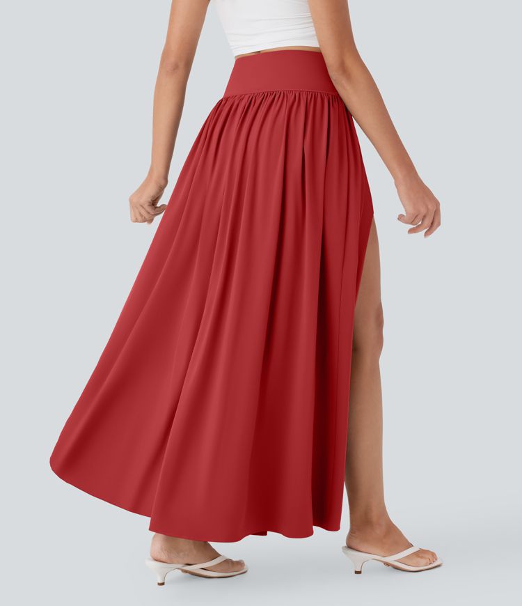 Breezeful™ SoCinched High Waisted Tummy Control Split 2-in-1 Flowy Quick Dry Maxi Resort Skirt