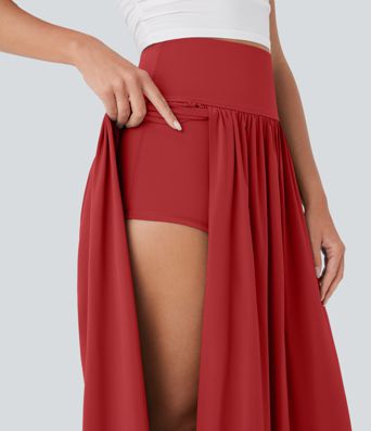 Breezeful™ High Waisted Tummy Control 2-in-1 Flowy Quick Dry Maxi Skirt
