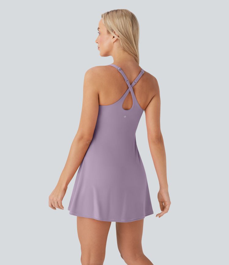 Softlyzero™ Plush Molded Cups Adjustable Strap Backless Dance Active Dress-Easy Peezy Edition-D/DD/DDD/F Cups