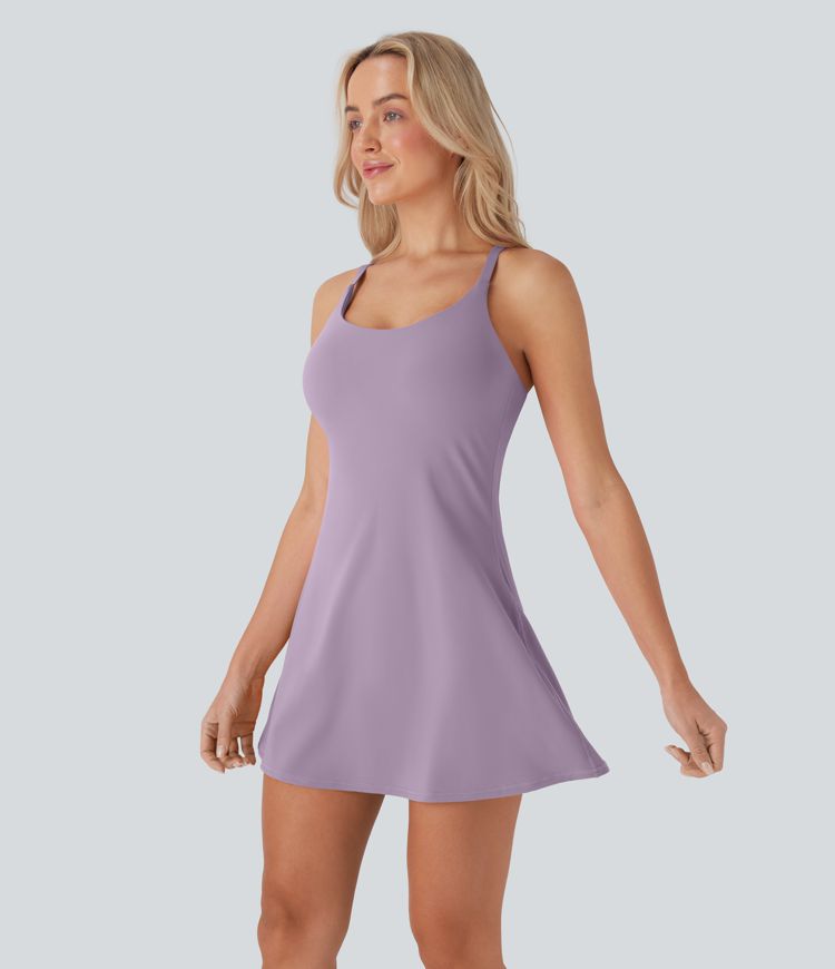 Softlyzero™ Plush Molded Cups Adjustable Strap Backless Dance Active Dress-Easy Peezy Edition-D/DD/DDD/F Cups