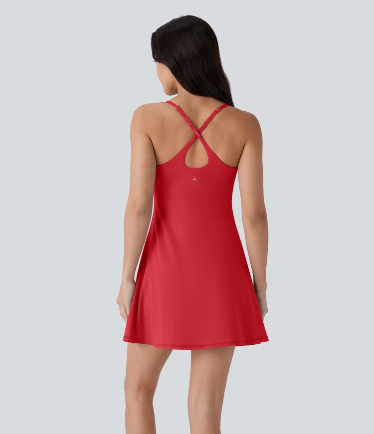 Softlyzero™ Plush Molded Cups Adjustable Strap Backless Dance Active Dress-Easy Peezy Edition