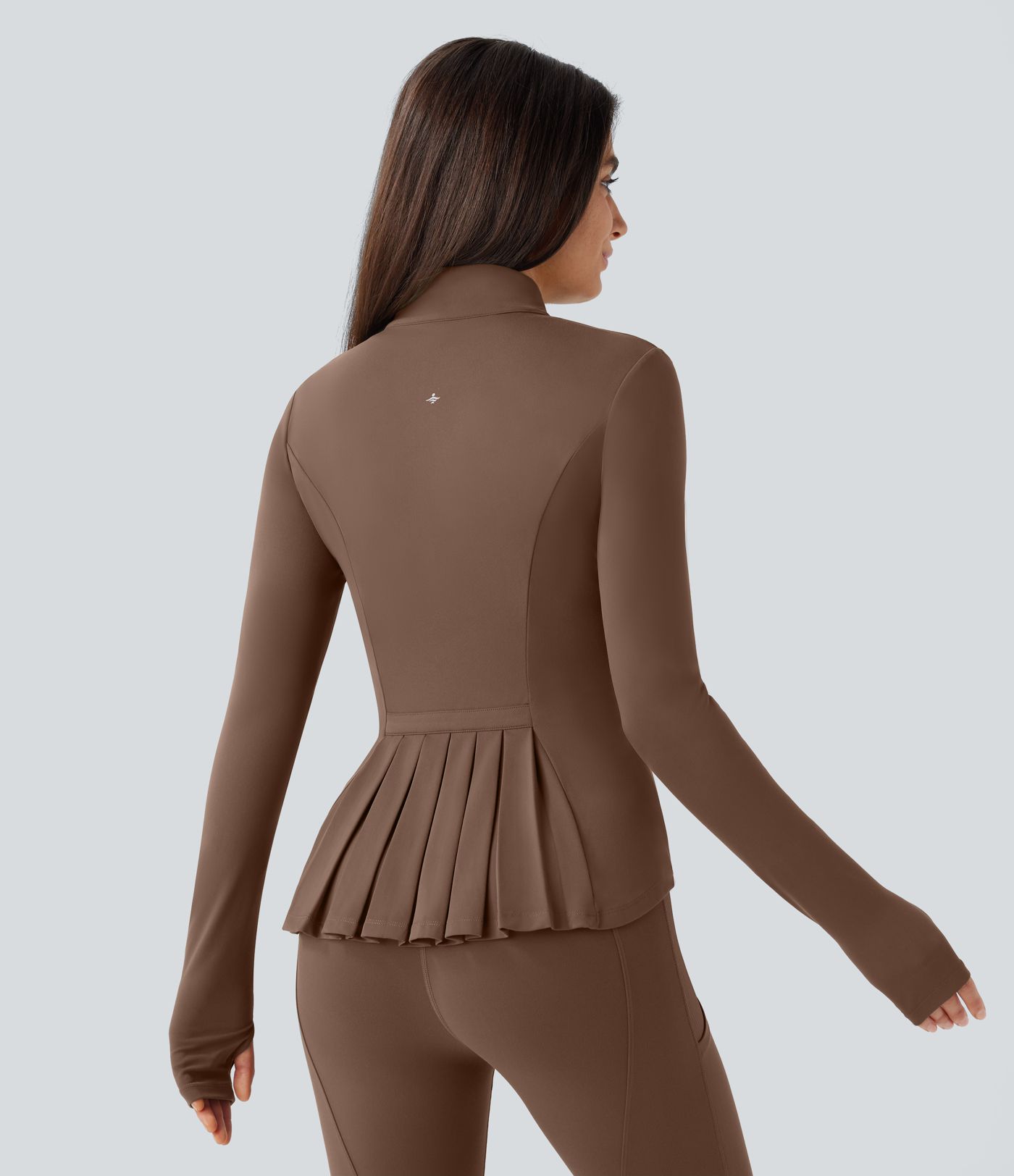 SoftlyZero™ Stand Collar Thumb Hole Pockets Pleated Zipper Slim Women Sun Protection Jacket-UPF50+