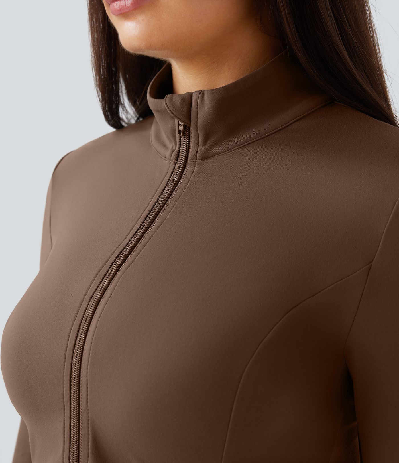 SoftlyZero™ Stand Collar Thumb Hole Pockets Pleated Zipper Slim Women Sun Protection Jacket-UPF50+