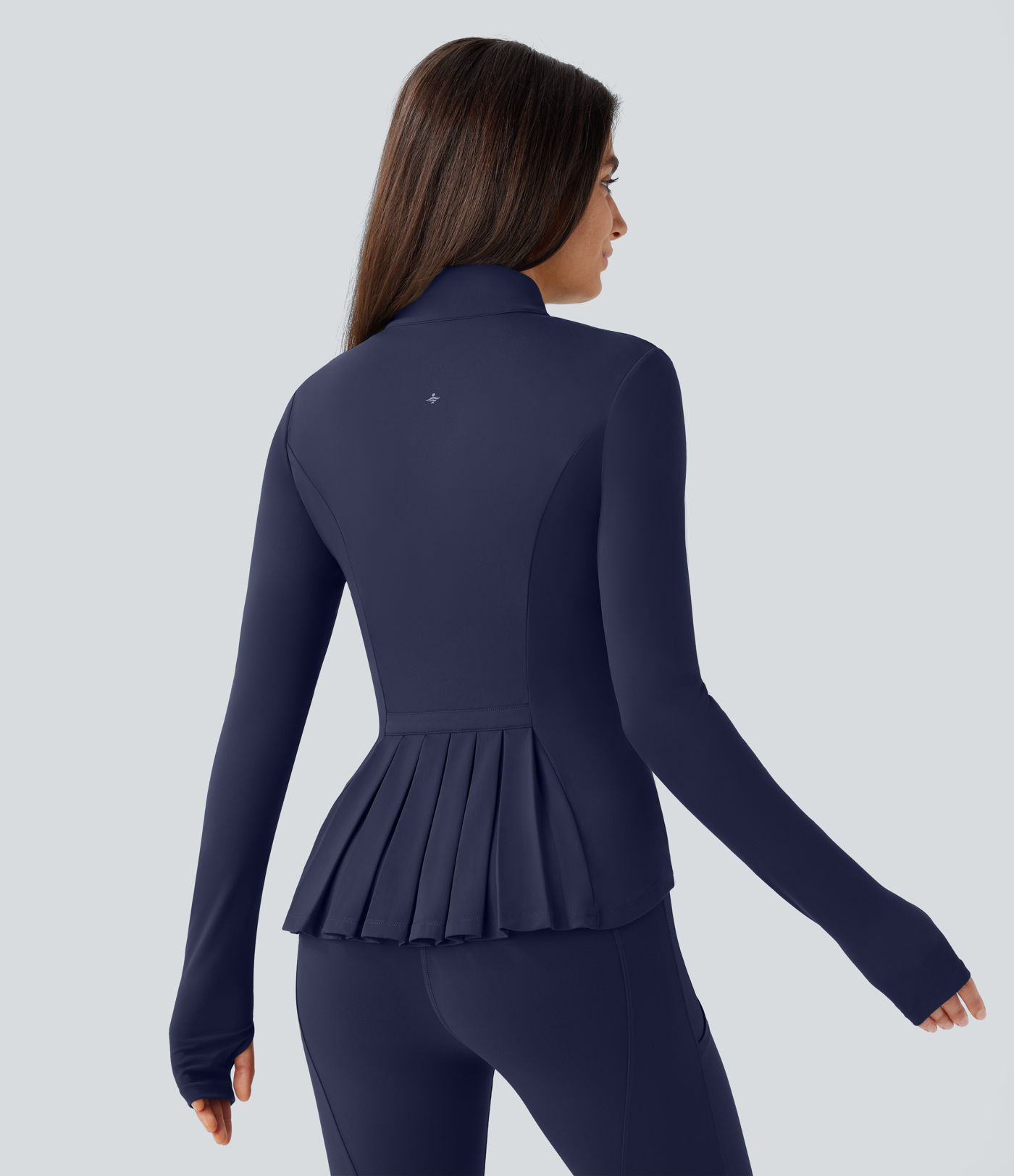 SoftlyZero™ Stand Collar Thumb Hole Pockets Pleated Zipper Slim Jacket-UPF50+