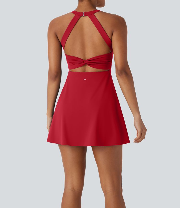 Softlyzero™ Airy Molded Cups Backless Twisted Cool Touch Dance Active Dress-Easy Peezy Edition-D/DD/DDD/F Cups