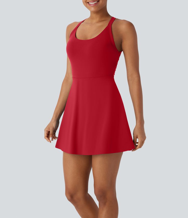Softlyzero™ Airy Molded Cups Backless Twisted Cool Touch Dance Active Dress-Easy Peezy Edition-D/DD/DDD/F Cups