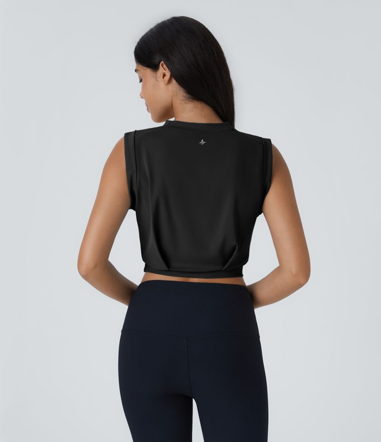 Débardeur Yoga Court Sans Manches Col Rond