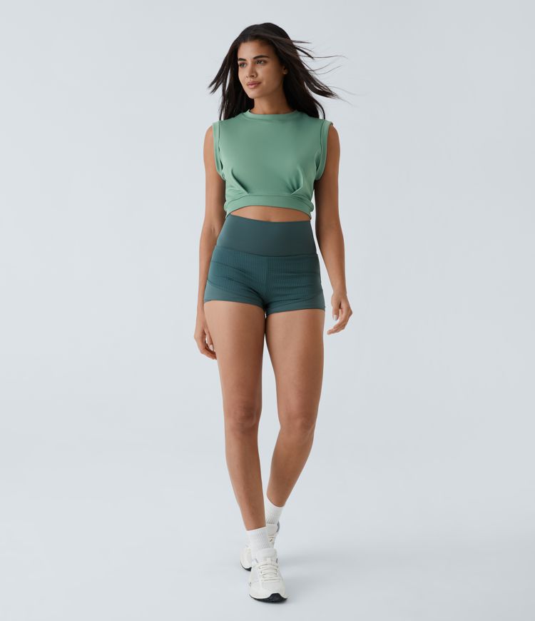 Crew Neck Sleeveless Cropped Yoga Tank Top