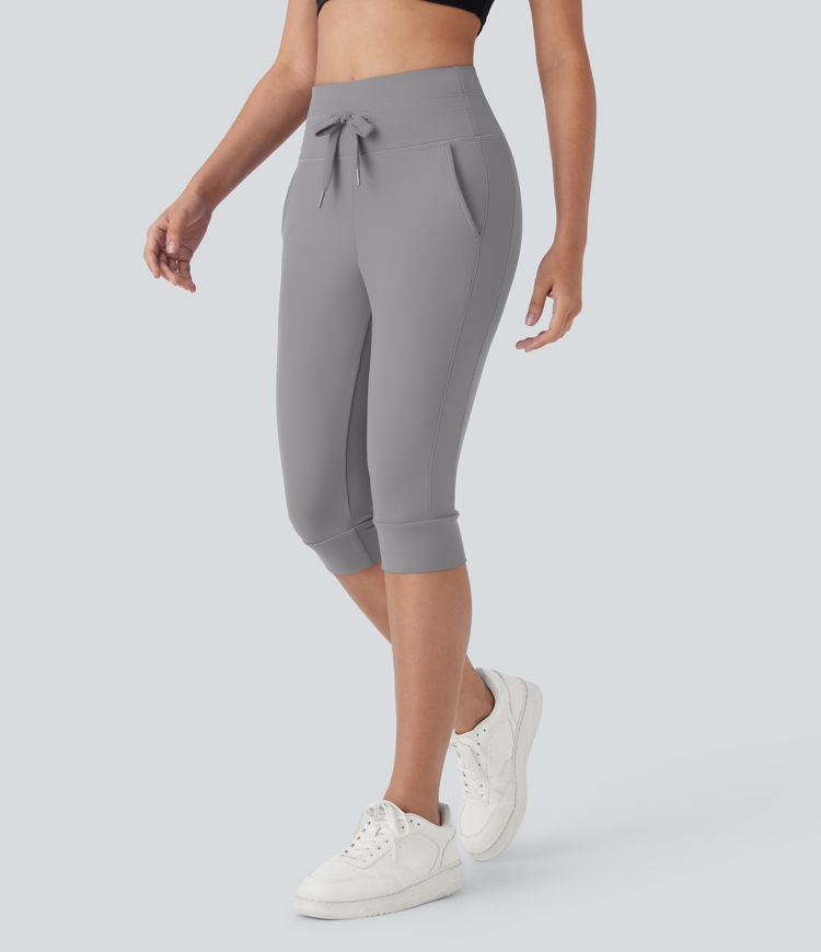 SoftlyZero™ Plüsch-Jogginghose mit hoher Taille, Kordelzug und Taschen für Yoga und Pedal Pusher